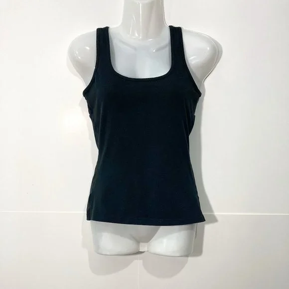 Prana Black Built In Bra Tank Top Paisley two holes on back yoga size S - Picture 1 of 5